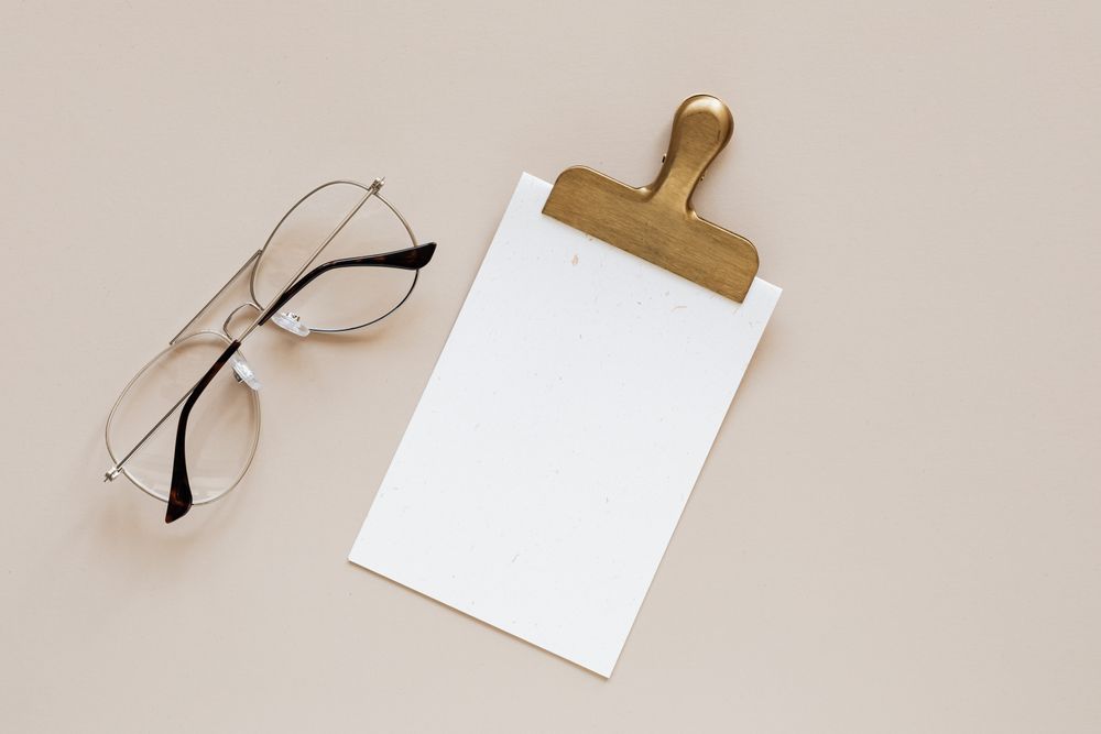 Tidy desk with a clipboard